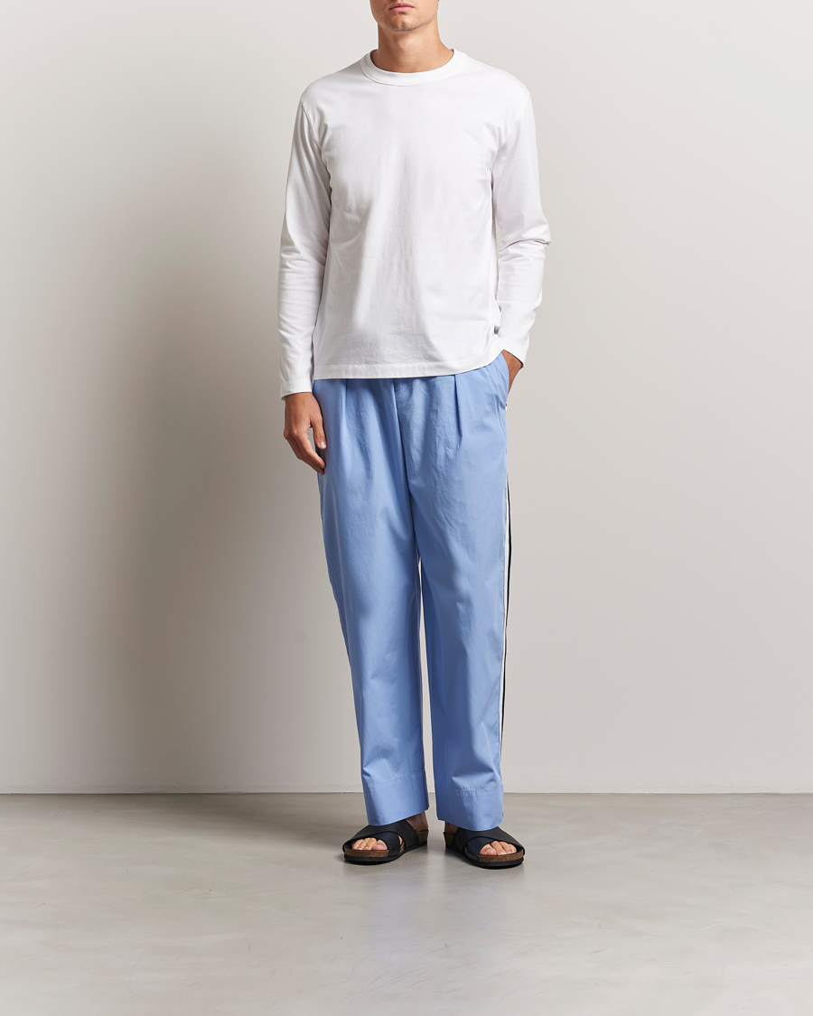 Hombres | Pijamas y batas | Tekla | Grosgrain Stripes Pyjama Pants Cornflower Blue