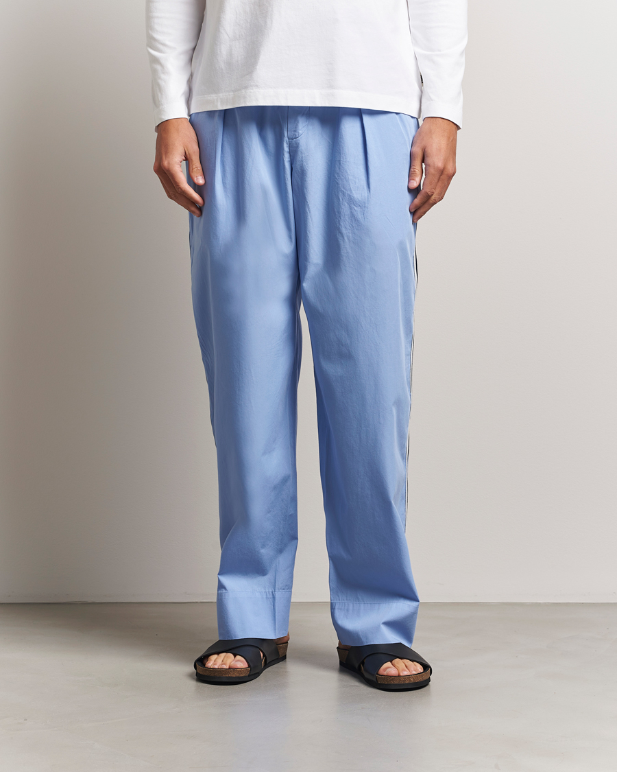 Hombres | Pijamas y batas | Tekla | Grosgrain Stripes Pyjama Pants Cornflower Blue
