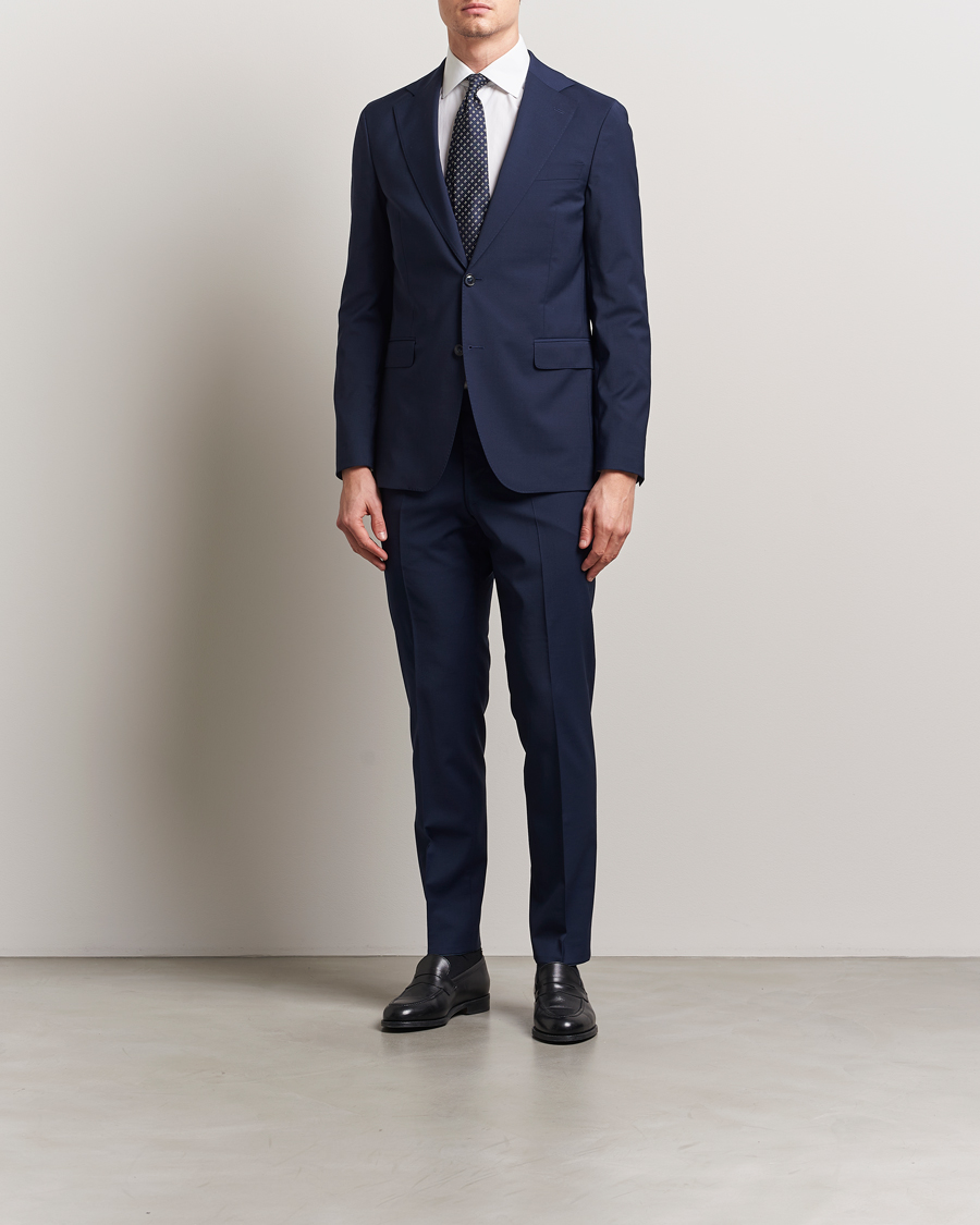 Hombres | Pantalones | Oscar Jacobson | Denz Wool Blend Trousers Navy