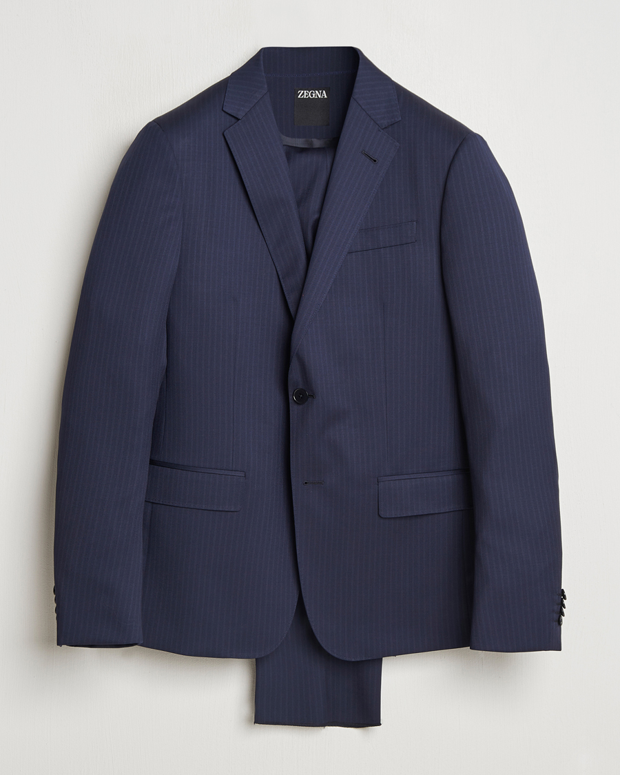 Hombres | Trajes | Zegna | Tailored Wool Suit Navy Stripe