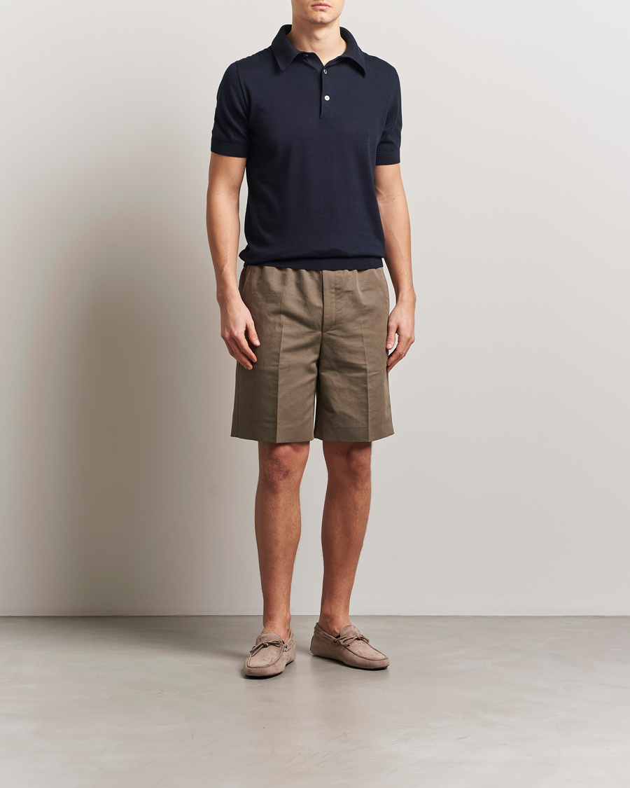 Hombres | Jerséis y prendas de punto | Zegna | Premium Cotton Knitted Polo Navy