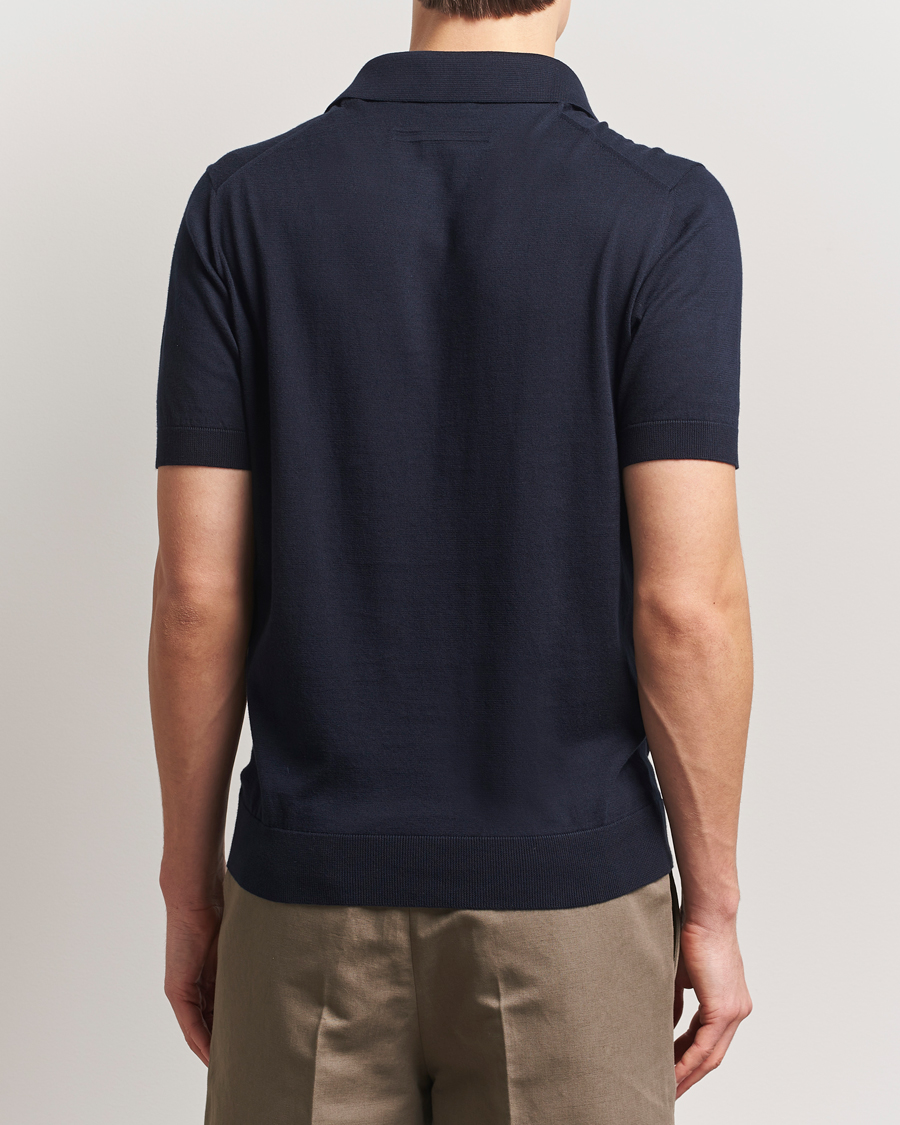Hombres | Jerséis y prendas de punto | Zegna | Premium Cotton Knitted Polo Navy