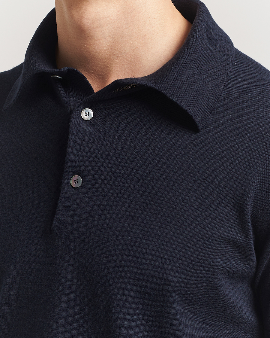 Hombres | Jerséis y prendas de punto | Zegna | Premium Cotton Knitted Polo Navy