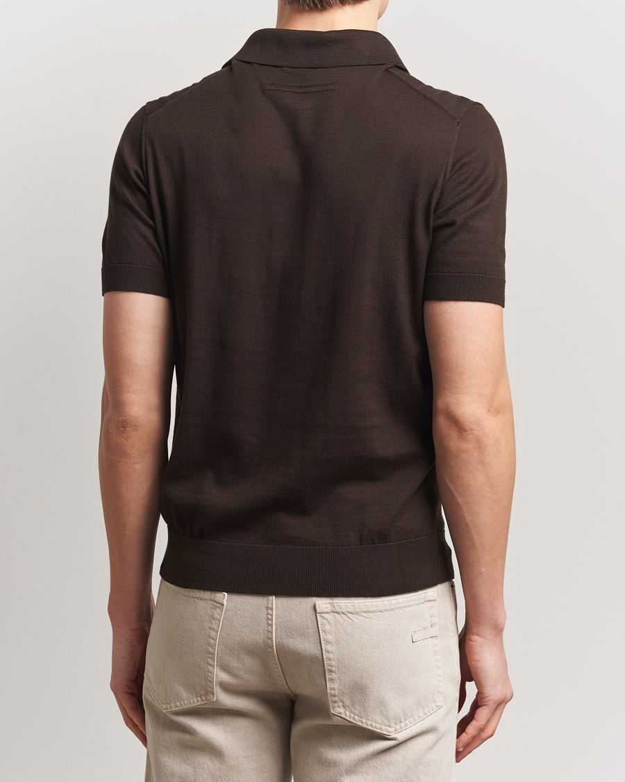 Hombres | Jerséis y prendas de punto | Zegna | Premium Cotton Knitted Polo Brown