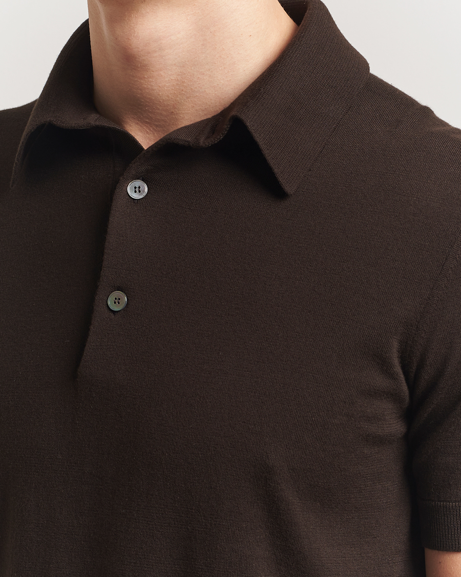 Hombres | Jerséis y prendas de punto | Zegna | Premium Cotton Knitted Polo Brown