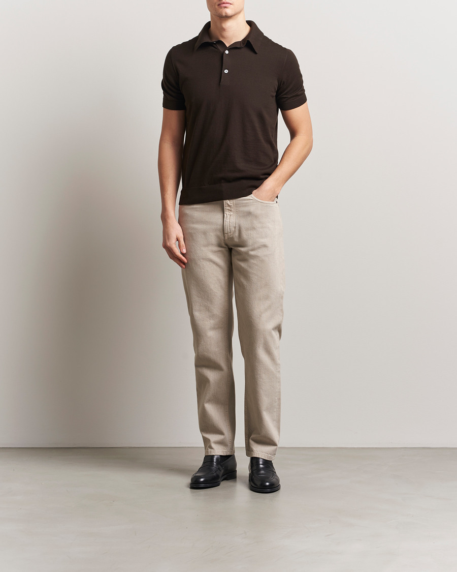 Hombres | Pantalones | Zegna | 5-Pocket Marbled Denim Pants Beige