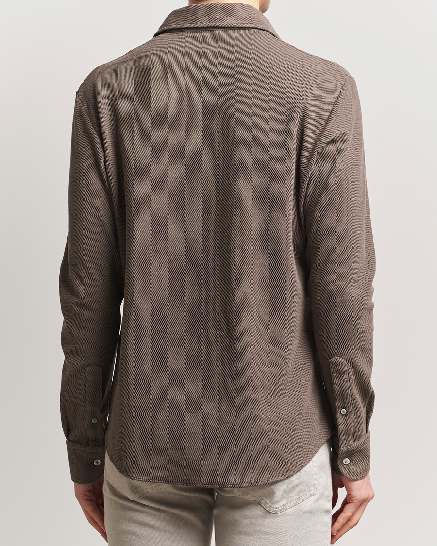 Hombres | Jerséis y prendas de punto | Zegna | Cotton Piquet Long Sleeve Polo Brown