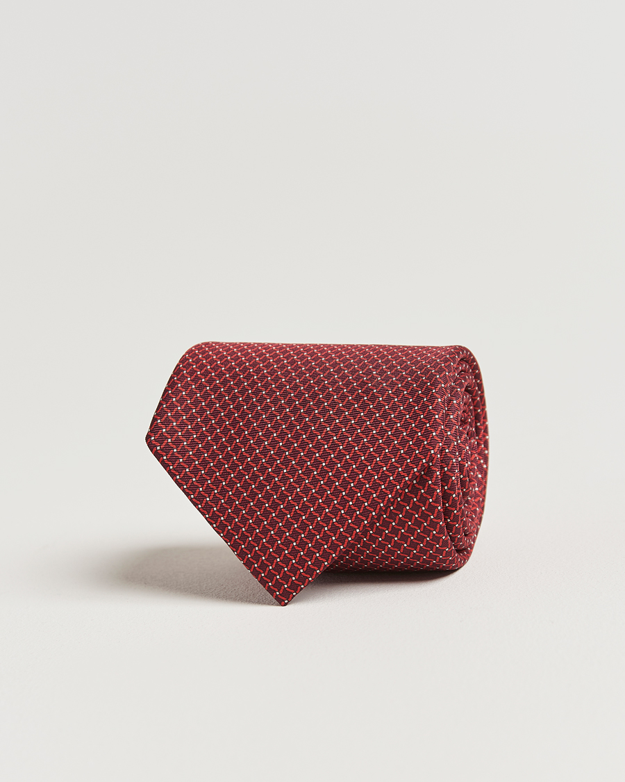 Hombres | Zegna Printed Chain Silk Tie Red | Zegna | Printed Chain Silk Tie Red