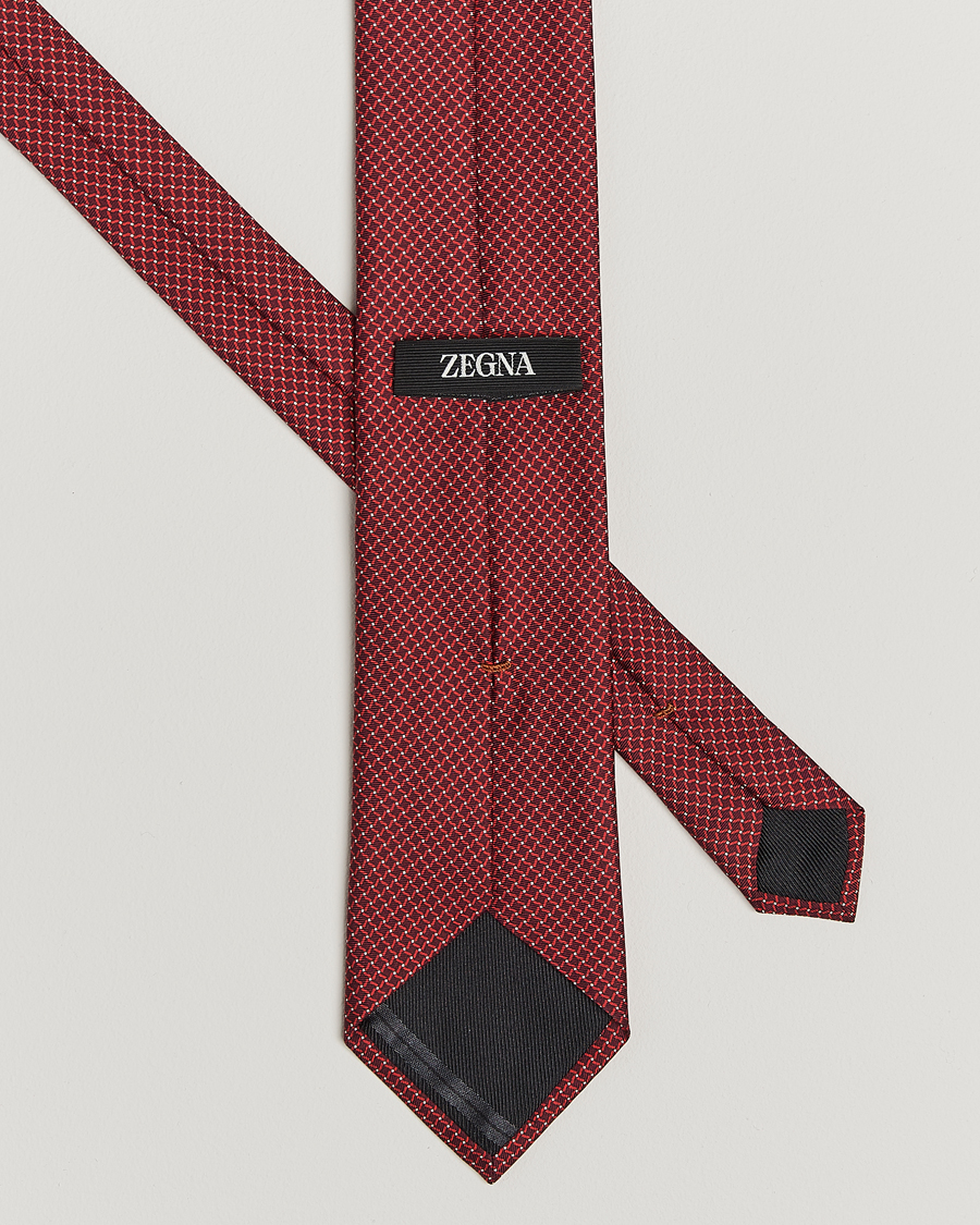 Hombres | Zegna Printed Chain Silk Tie Red | Zegna | Printed Chain Silk Tie Red
