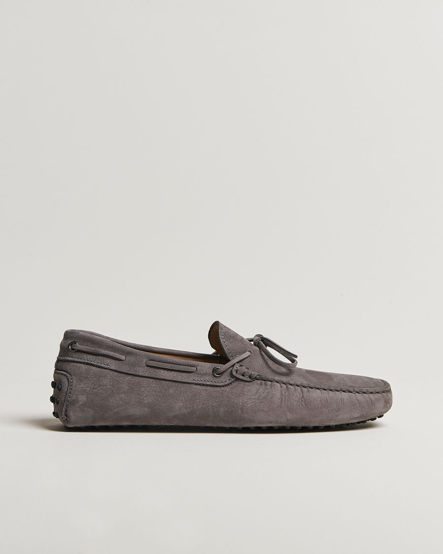 Hombres | Tod's Lacetto Gommino Carshoe Dark Grey Nubuck | Tod's | Lacetto Gommino Carshoe Dark Grey Nubuck