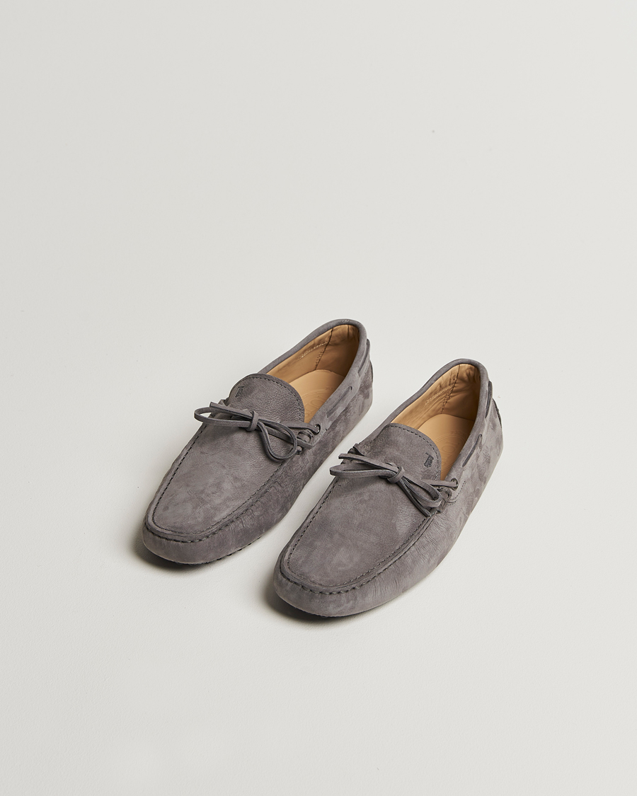Hombres | Tod's Lacetto Gommino Carshoe Dark Grey Nubuck | Tod's | Lacetto Gommino Carshoe Dark Grey Nubuck
