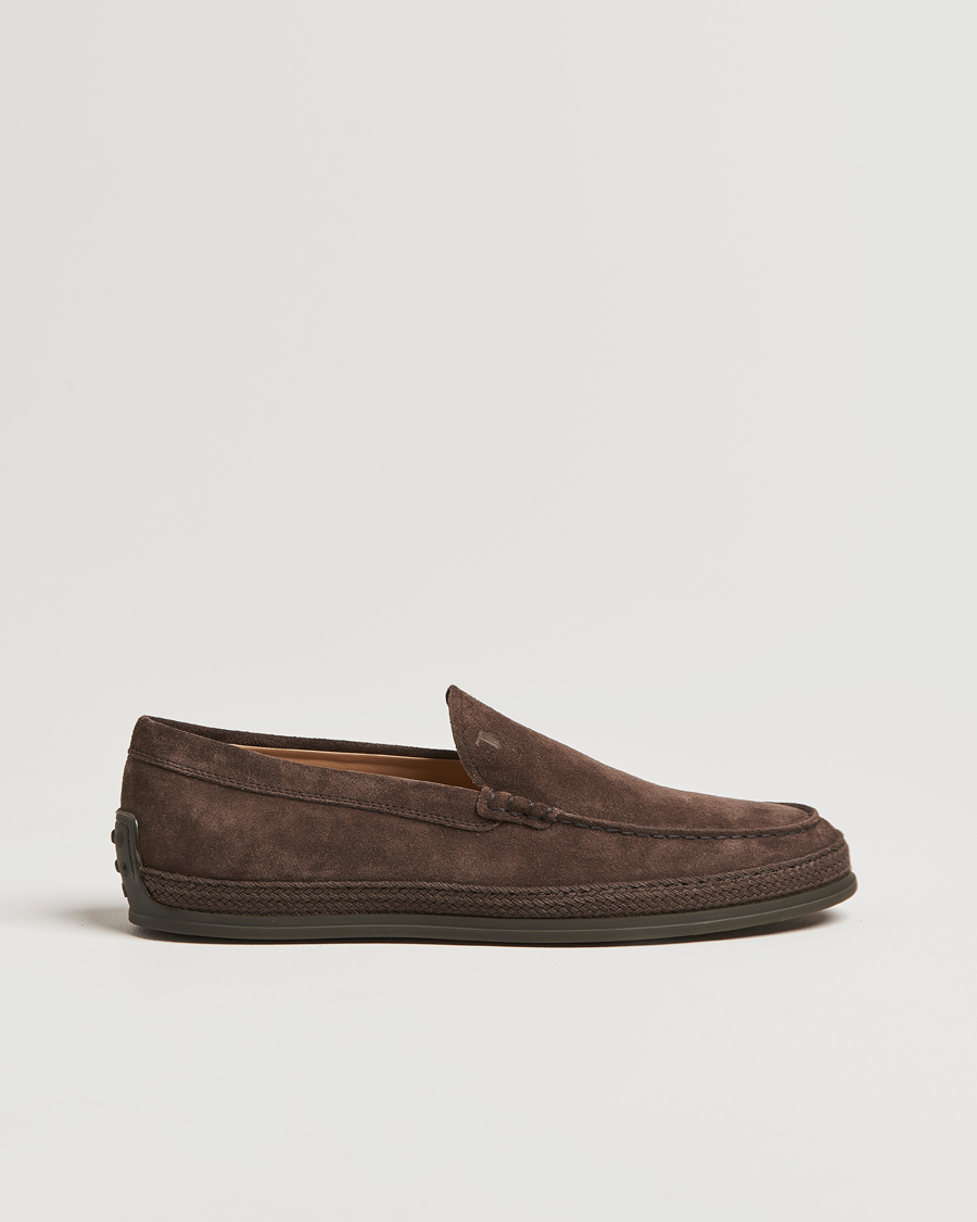 Hombres | Tod's Raffia Loafer Dark Brown Suede | Tod's | Raffia Loafer Dark Brown Suede