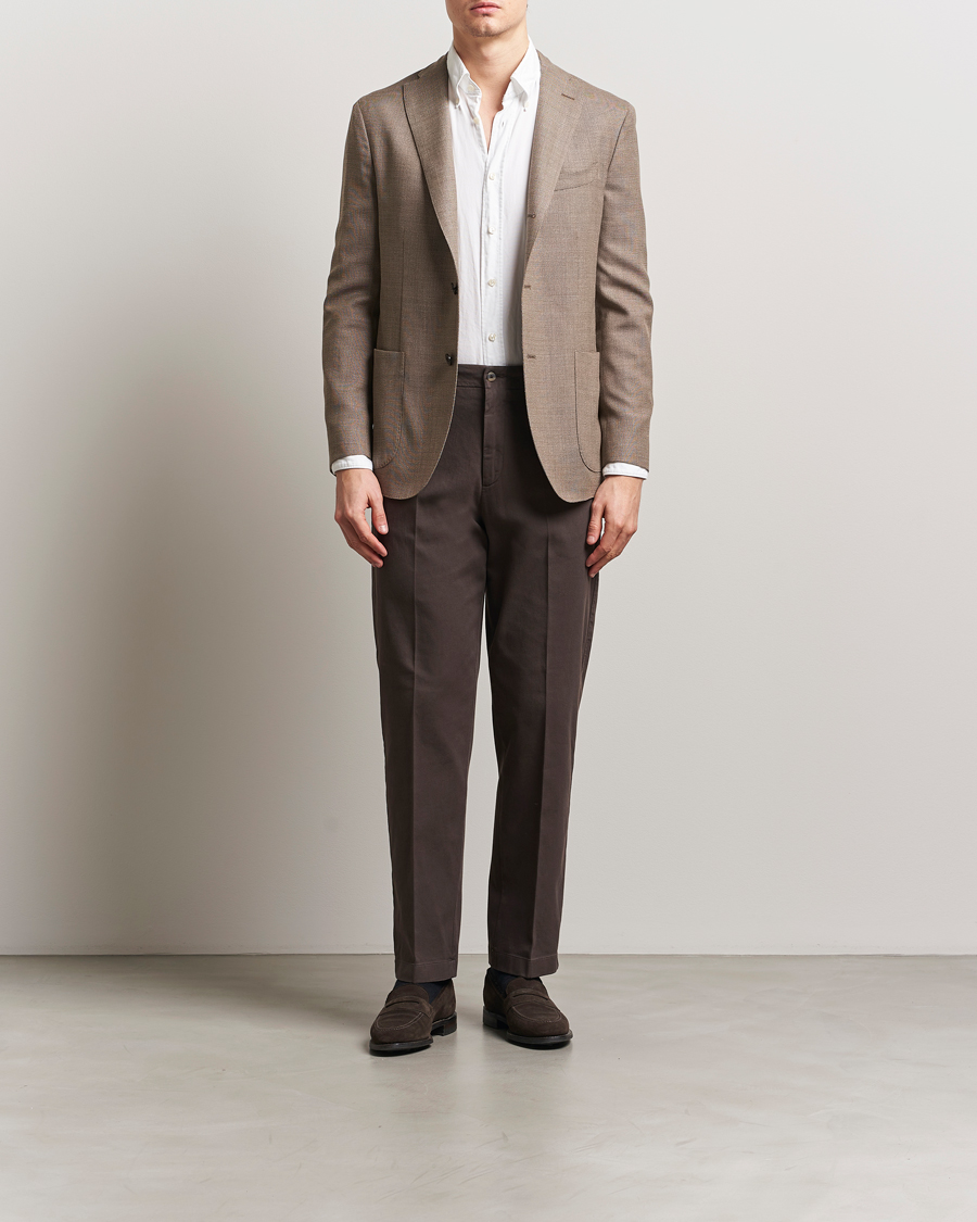 Hombres | Pantalones | Boglioli | Regular Fit Cotton Chinos Brown