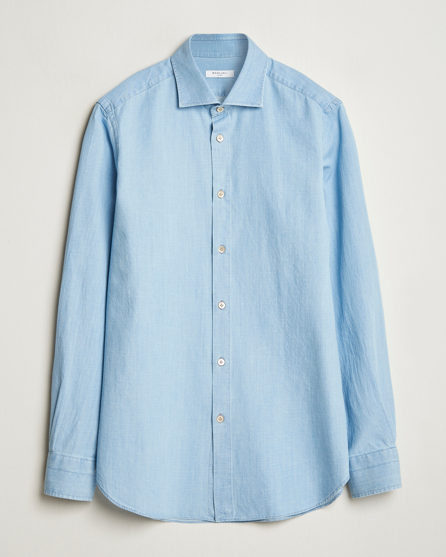 Hombres | Camisas | Boglioli | Chambray Shirt Light Blue