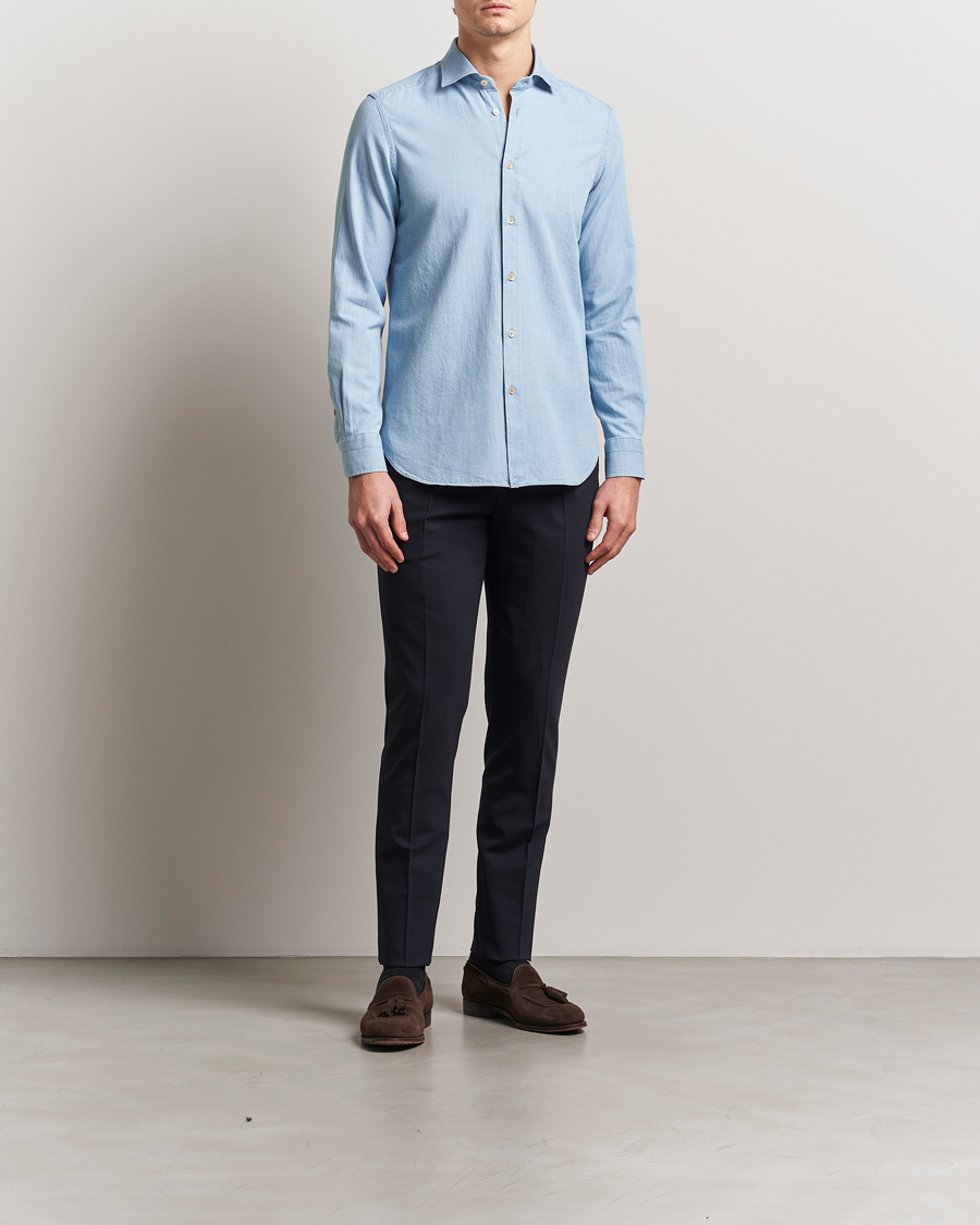 Hombres | Camisas | Boglioli | Chambray Shirt Light Blue