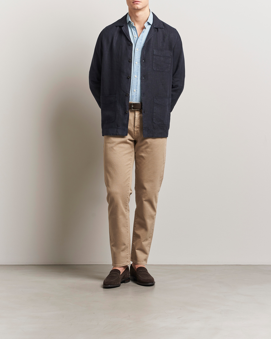 Hombres | Abrigos y chaquetas | Boglioli | Linen Painter Jacket Navy