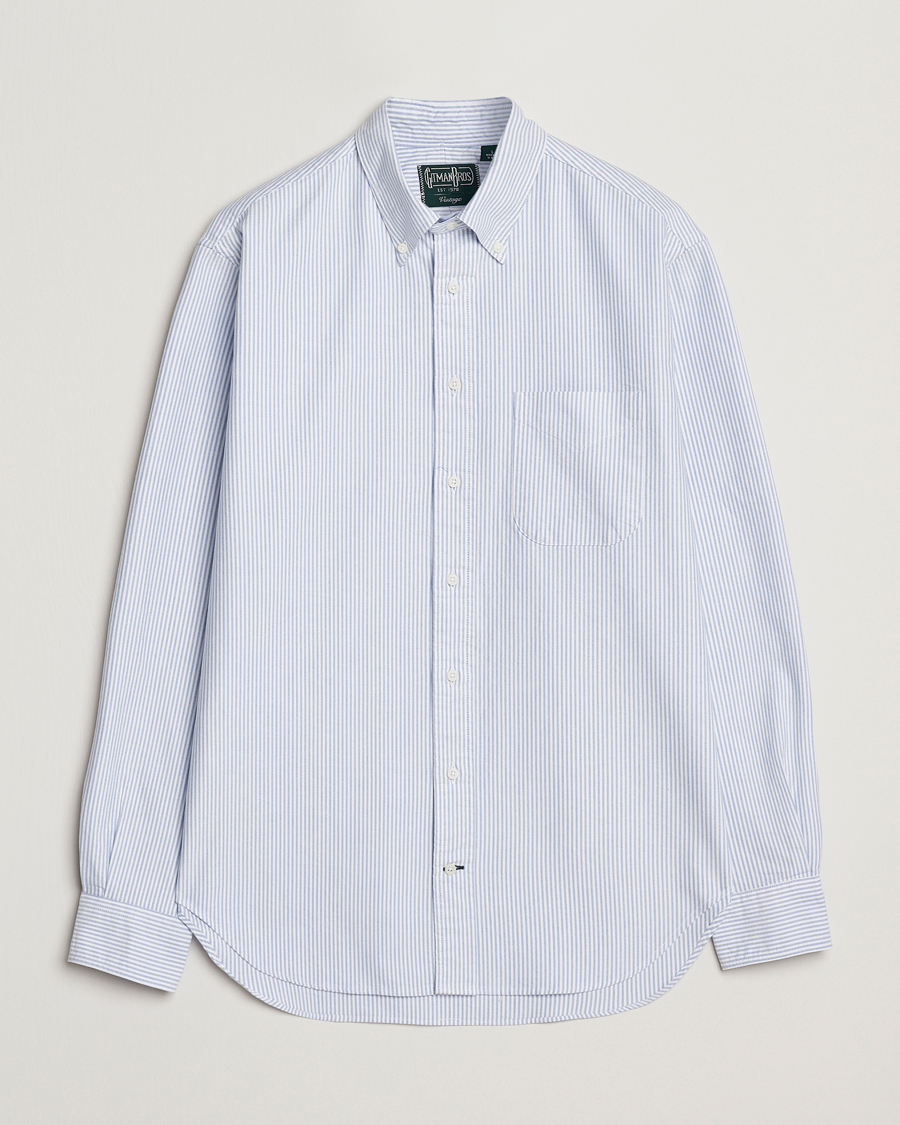 Hombres | Camisas | Gitman Vintage | Button Down Striped Oxford Shirt Light Blue