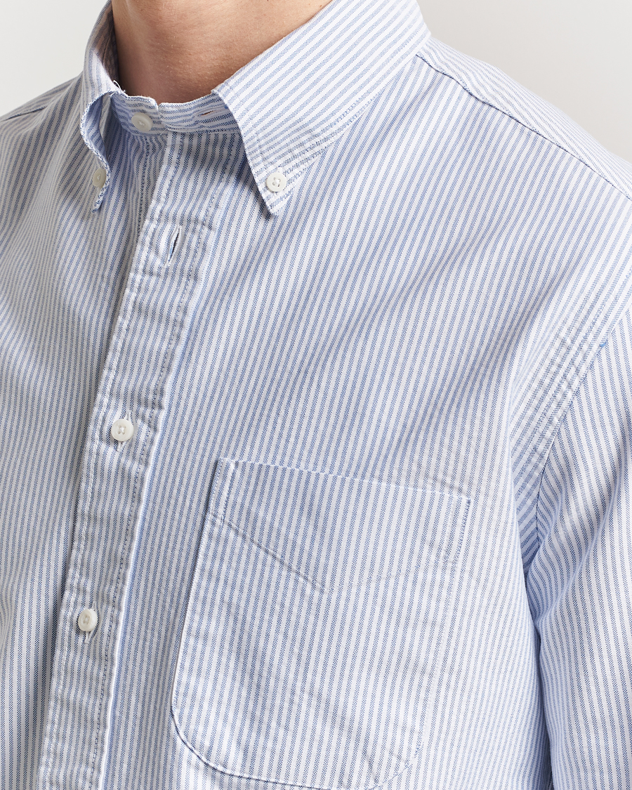 Hombres | Camisas | Gitman Vintage | Button Down Striped Oxford Shirt Light Blue