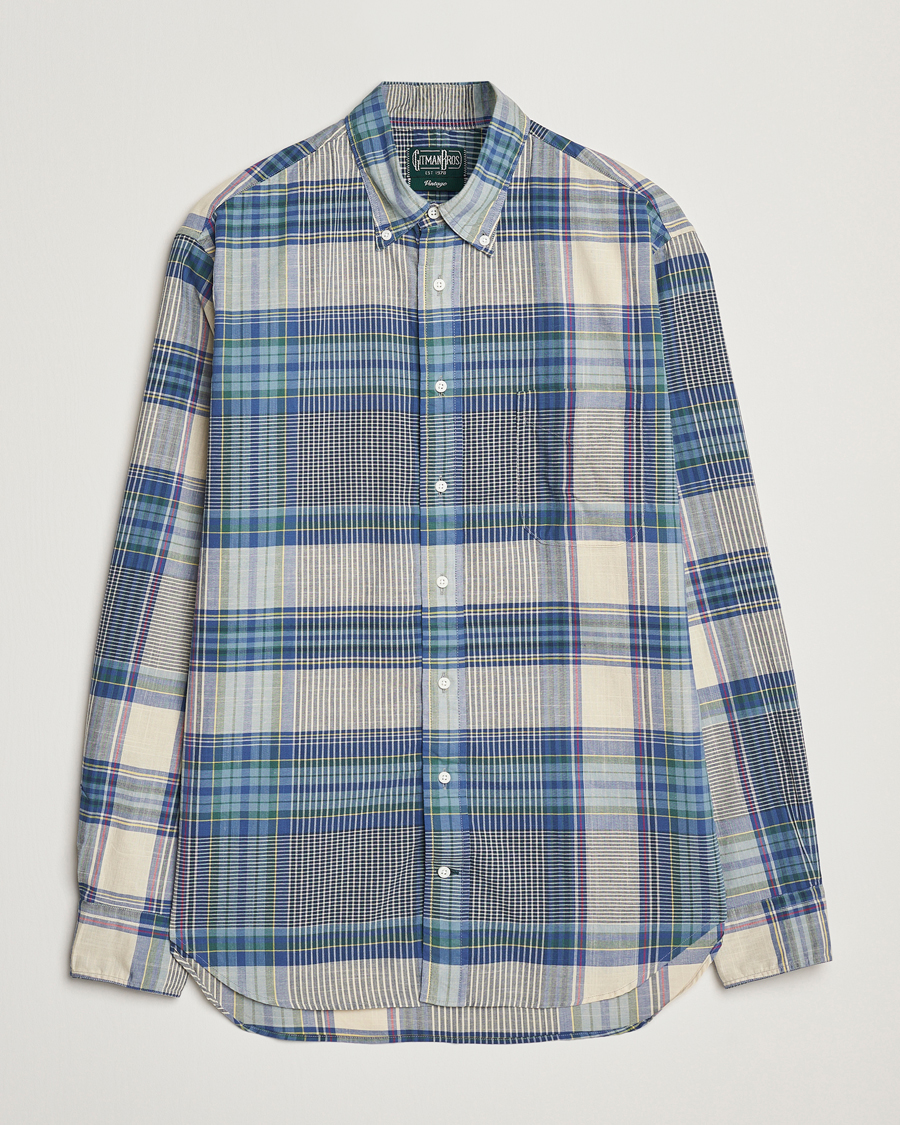 Hombres | Camisas | Gitman Vintage | Button Down Indian Madras Shirt Blue Check