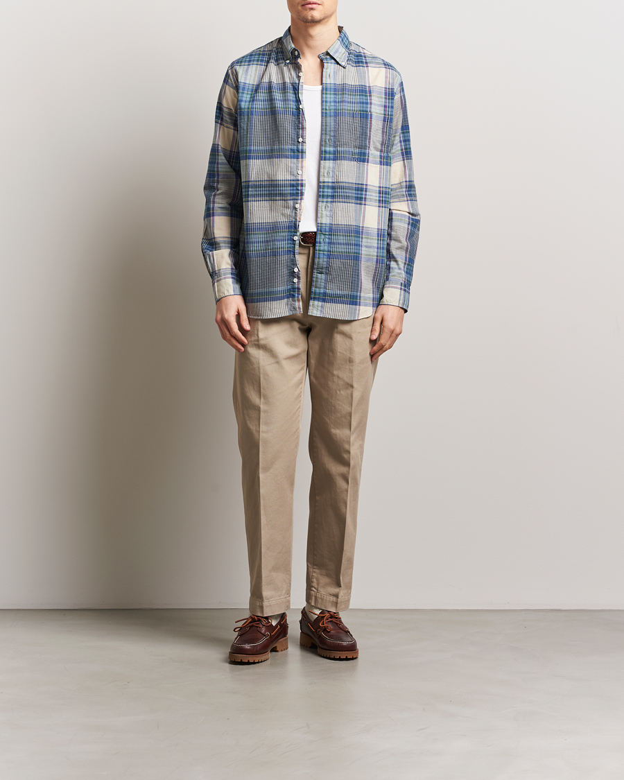Hombres | Camisas | Gitman Vintage | Button Down Indian Madras Shirt Blue Check