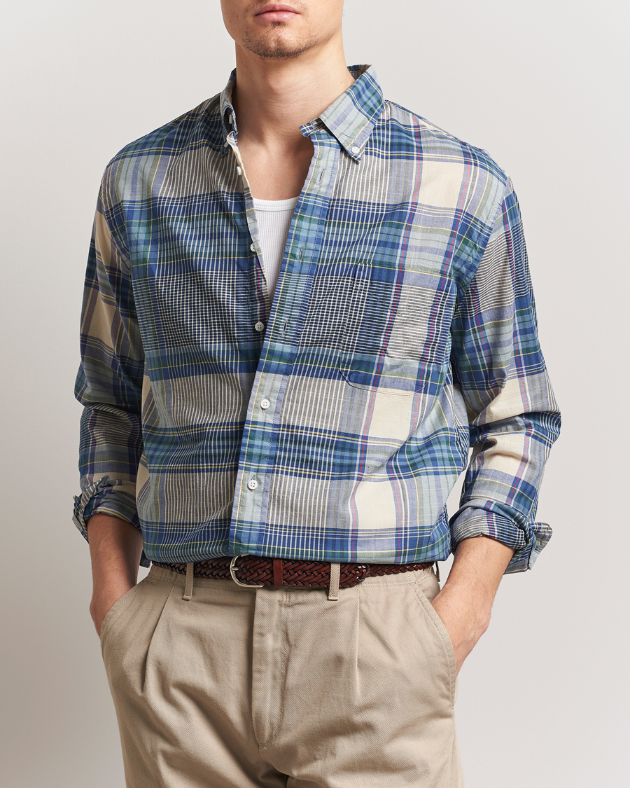 Hombres | Camisas | Gitman Vintage | Button Down Indian Madras Shirt Blue Check