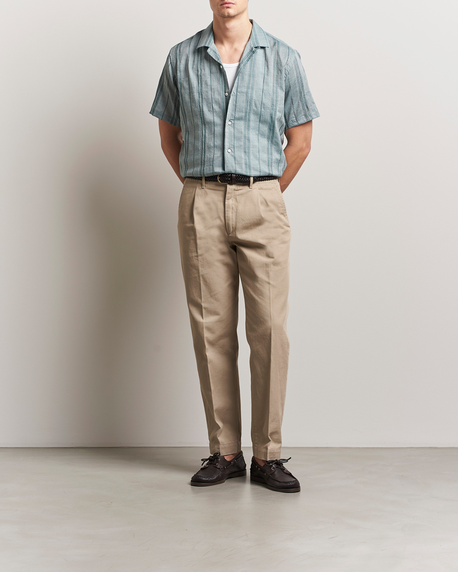 Hombres | Camisas | Gitman Vintage | Japanese Dobby Camp Shirt Green