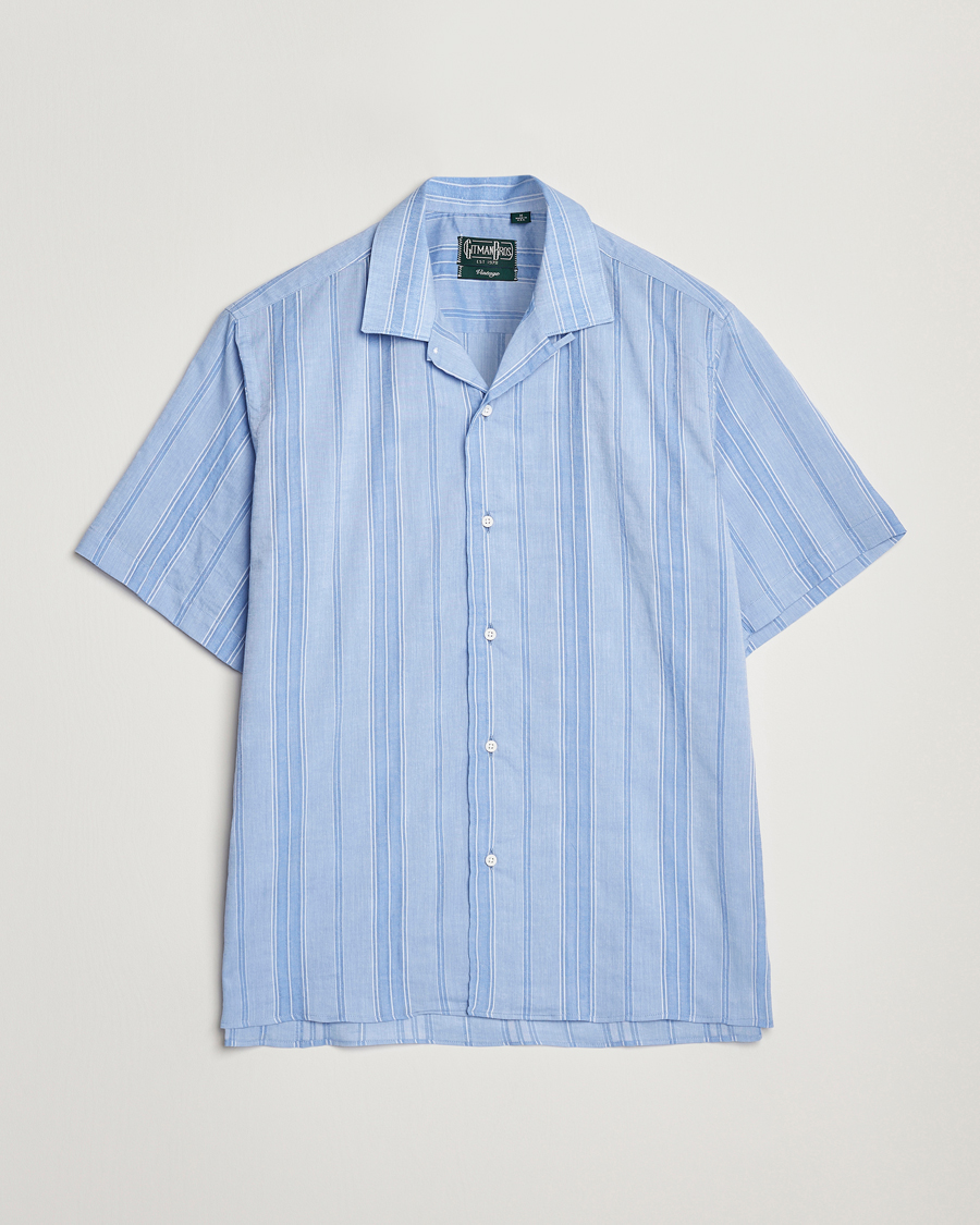 Hombres | Camisas | Gitman Vintage | Japanese Dobby Camp Shirt Light Blue