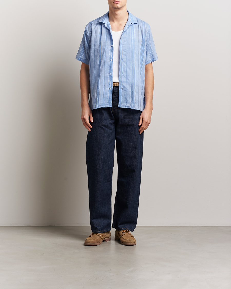 Hombres | Camisas | Gitman Vintage | Japanese Dobby Camp Shirt Light Blue