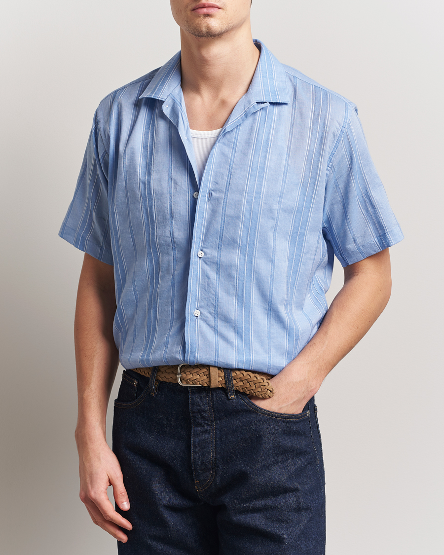 Hombres | Camisas | Gitman Vintage | Japanese Dobby Camp Shirt Light Blue