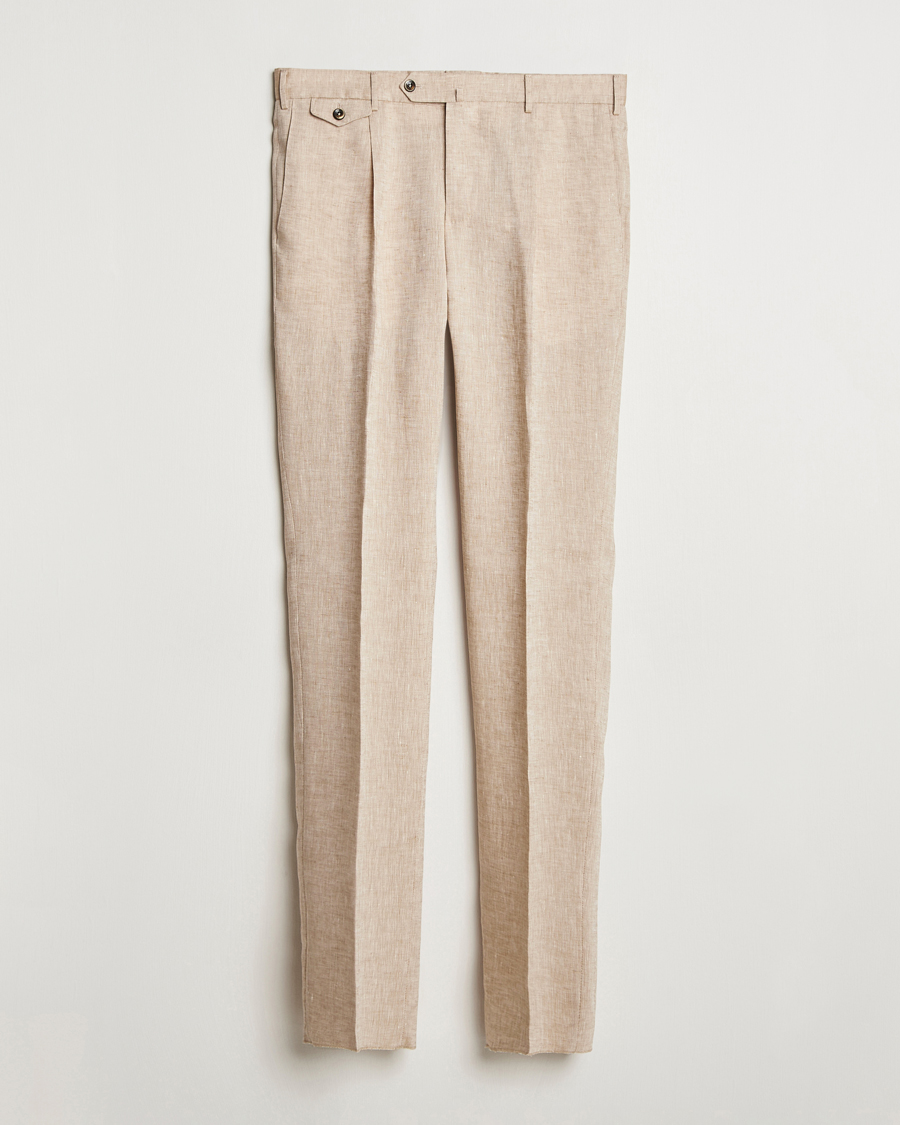 Hombres | Pantalones | PT01 | Gentleman Fit Linen Trousers Light Beige