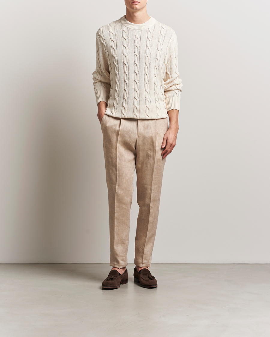 Hombres | Pantalones | PT01 | Gentleman Fit Linen Trousers Light Beige