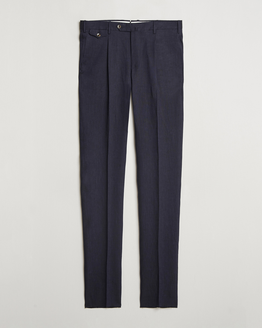Hombres | Pantalones | PT01 | Gentleman Fit Linen Trousers Navy