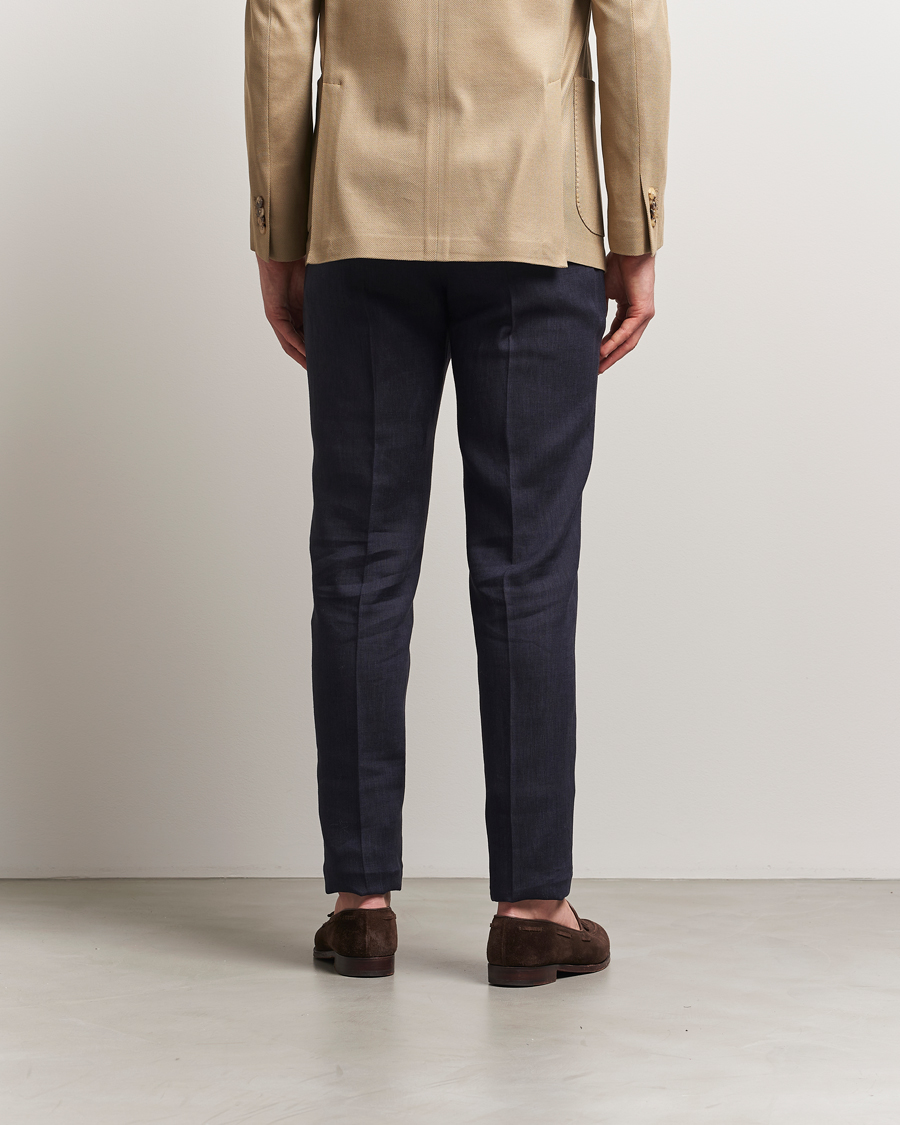 Hombres | Pantalones | PT01 | Gentleman Fit Linen Trousers Navy