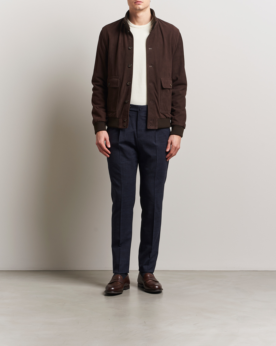 Hombres | Pantalones | PT01 | Gentleman Fit Wool/Linen Trousers Navy