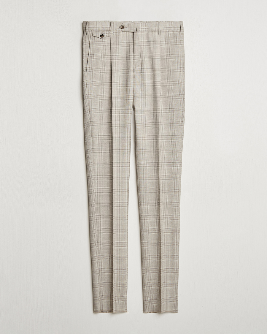 Hombres | Pantalones | PT01 | Gentleman Fit Check Wool Trousers Beige