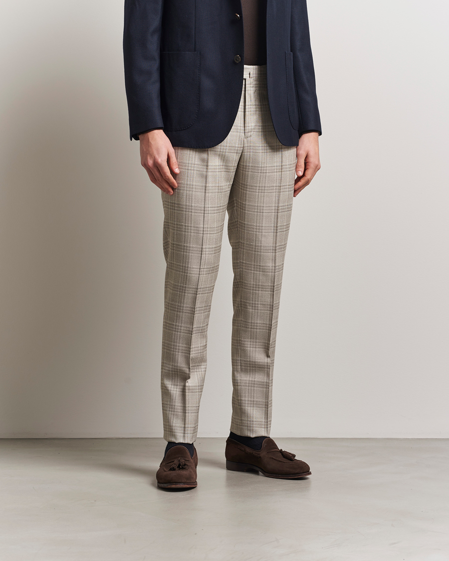 Hombres | Pantalones | PT01 | Gentleman Fit Check Wool Trousers Beige