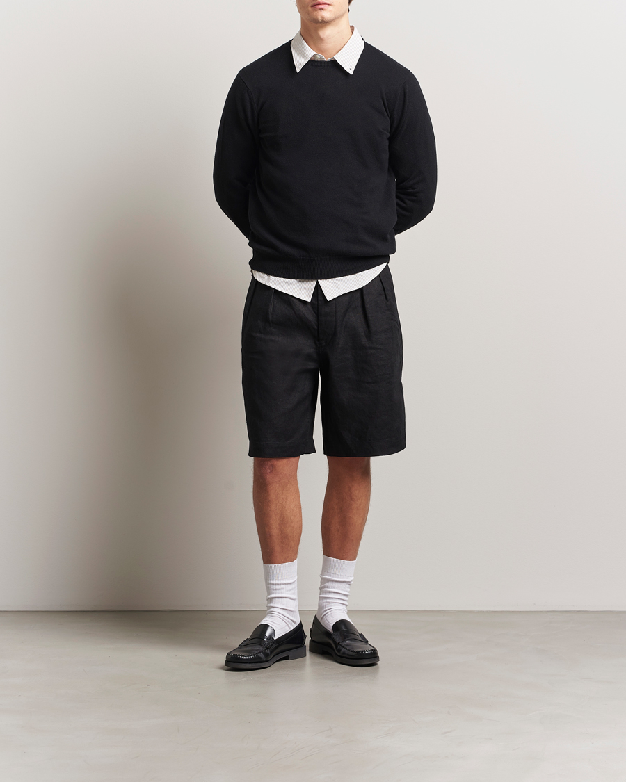 Hombres | Pantalones cortos | Sunflower | Pleated Linen Shorts Black