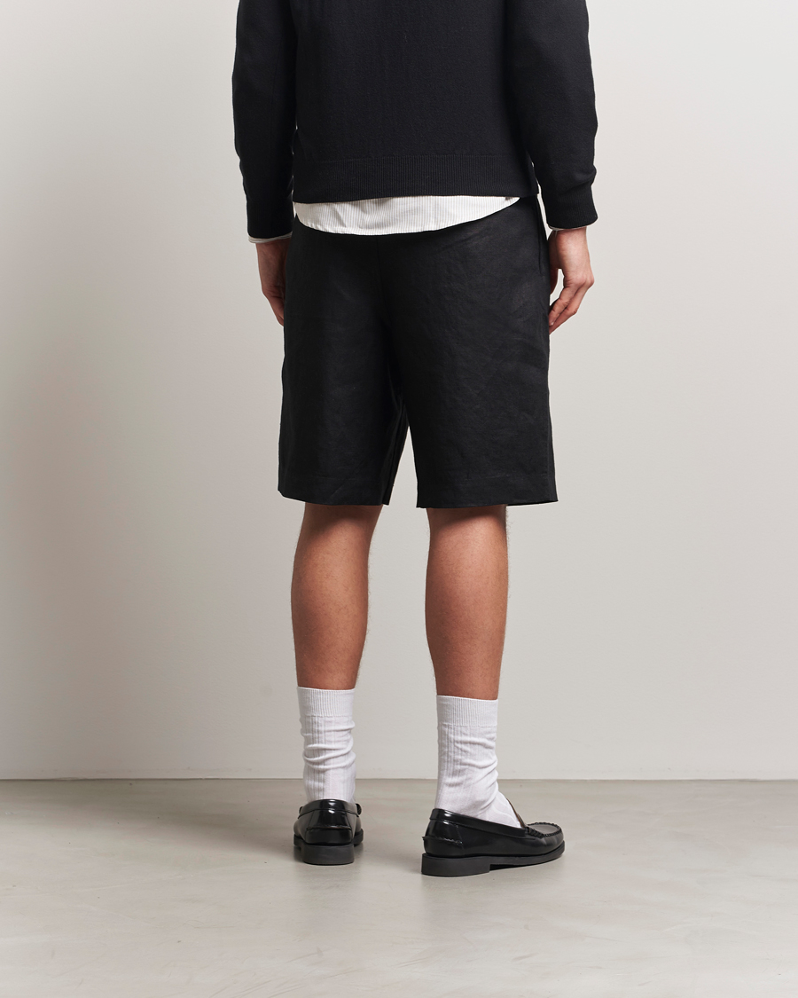 Hombres | Pantalones cortos | Sunflower | Pleated Linen Shorts Black