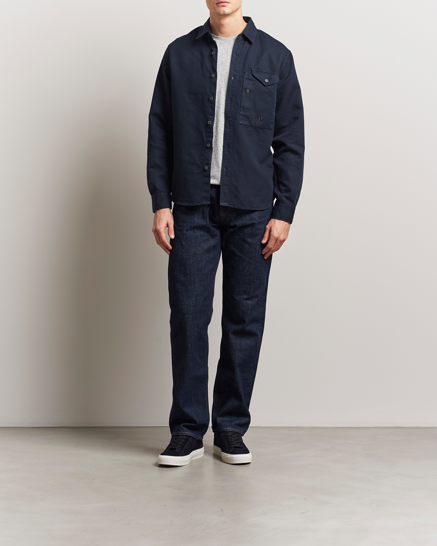 Hombres | Camisas | C.P. Company | Cotton/Linen Pocket Overshirt Navy