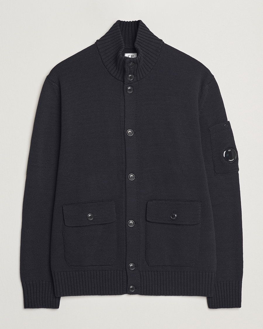 Hombres | Jerséis y prendas de punto | C.P. Company | Knitted Compact Cotton Cardigan Navy
