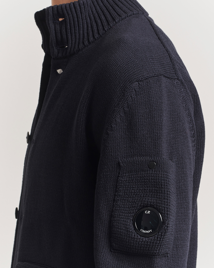 Hombres | Jerséis y prendas de punto | C.P. Company | Knitted Compact Cotton Cardigan Navy