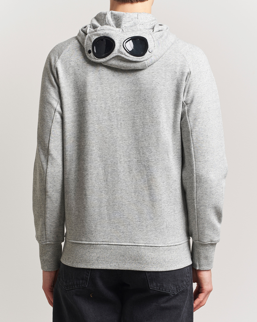 Hombres | Jerséis y prendas de punto | C.P. Company | Diagonal Raised Fleece Full Zip Goggle Hoodie Grey