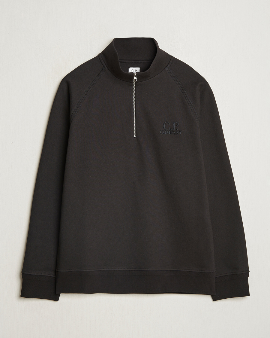 Hombres | Jerséis y prendas de punto | C.P. Company | Diagonal Raised Fleece Half Zip Black