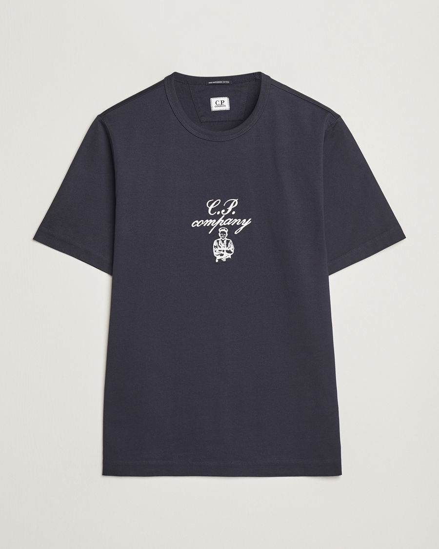 Hombres | Camisetas | C.P. Company | Mercerized Heavy Cotton Chest Logo T-Shirt Navy