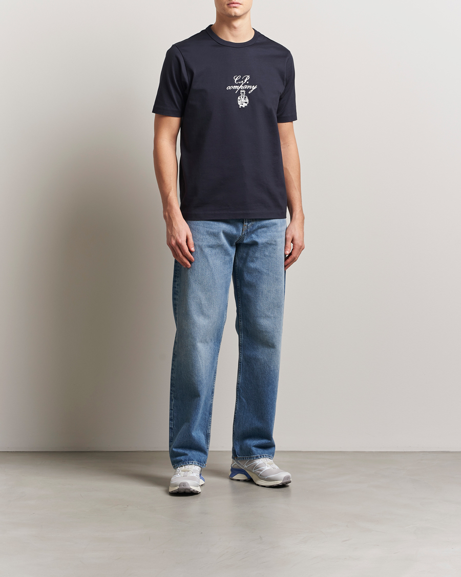 Hombres | Camisetas | C.P. Company | Mercerized Heavy Cotton Chest Logo T-Shirt Navy