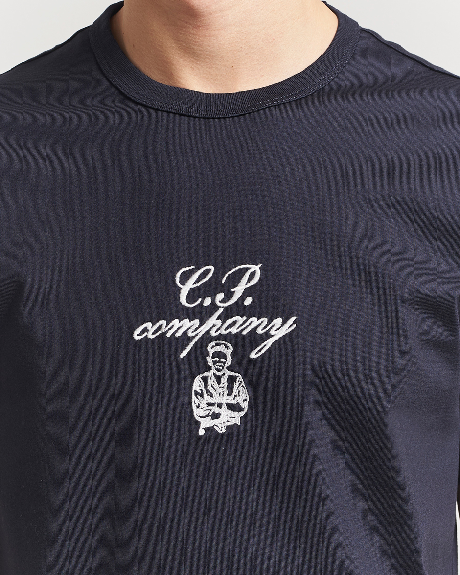 Hombres | Camisetas | C.P. Company | Mercerized Heavy Cotton Chest Logo T-Shirt Navy