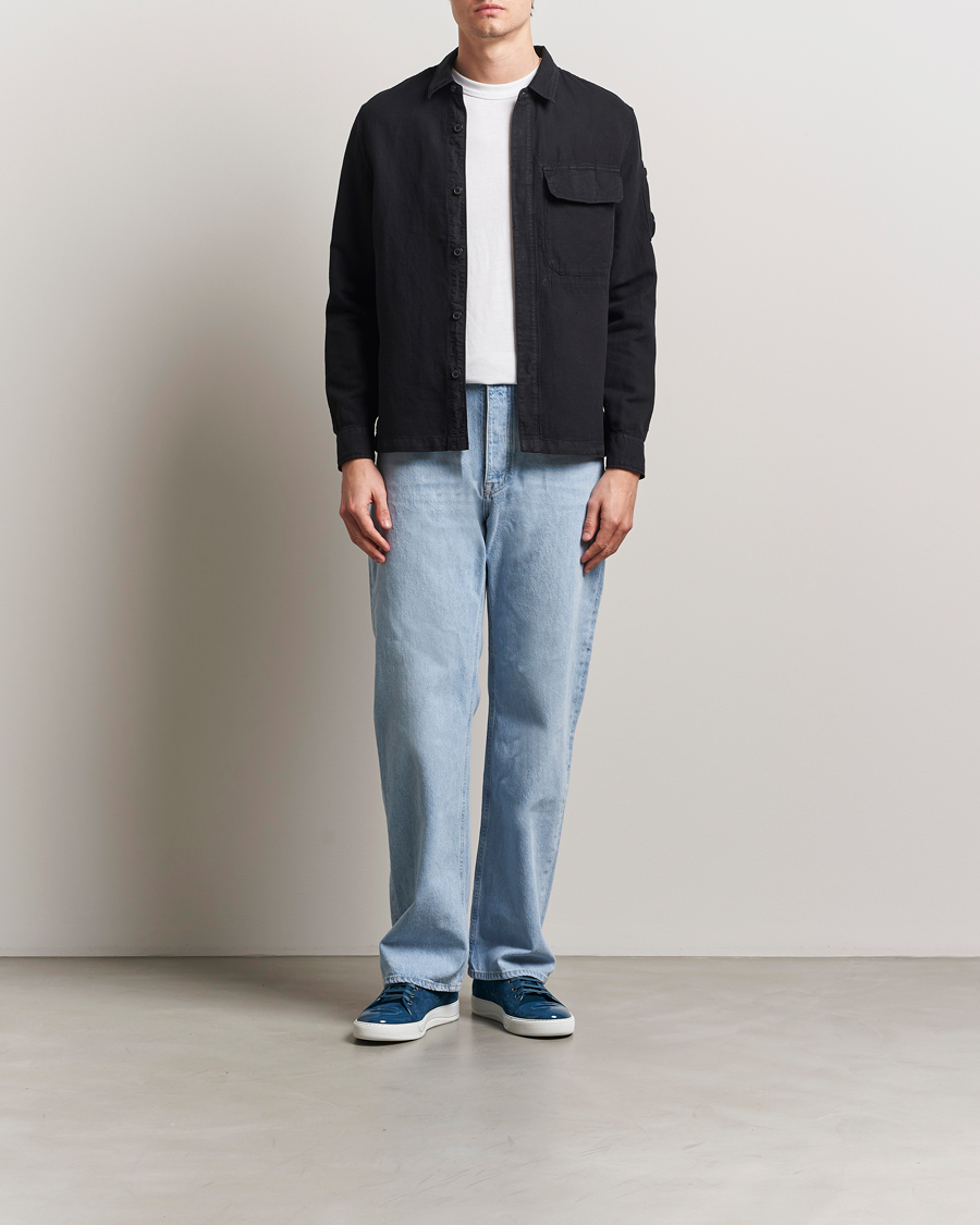Hombres | Camisas | C.P. Company | Broken Linen/Cotton Overshirt Black