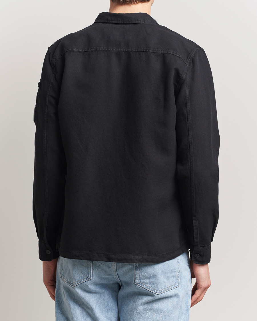 Hombres | Camisas | C.P. Company | Broken Linen/Cotton Overshirt Black