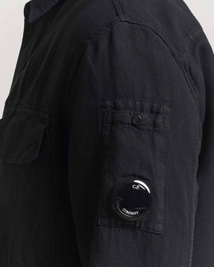 Hombres | Camisas | C.P. Company | Broken Linen/Cotton Overshirt Black
