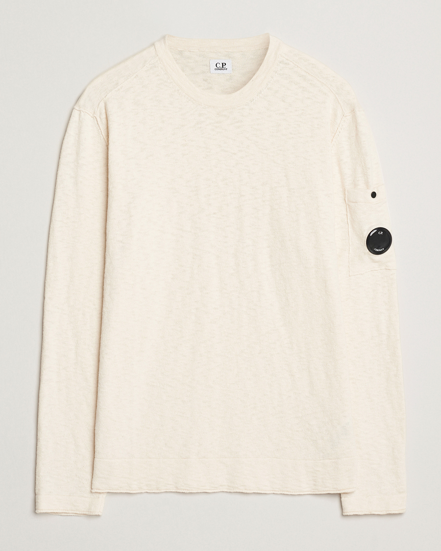 Hombres | Jerséis y prendas de punto | C.P. Company | Knitted Cotton Crew Neck Off White